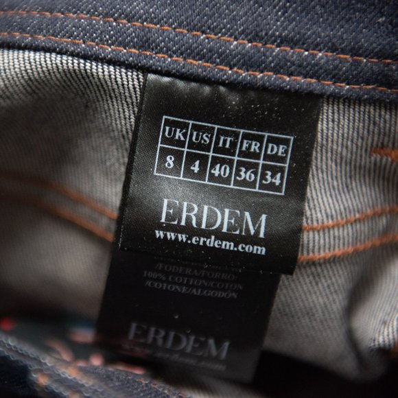 ERDEM Vina Jeans High Waist Flared Hem Buckle Belt Stretch Denim Dark Blue Sz 4 - Picture 6 of 9